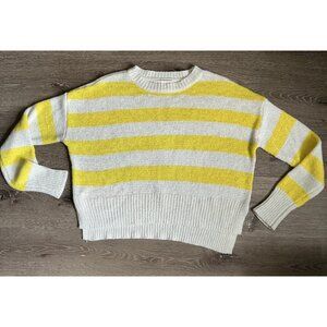 C&C California Yellow & White Stripe Lightweight Pullover Crew‎ Neck Sweater